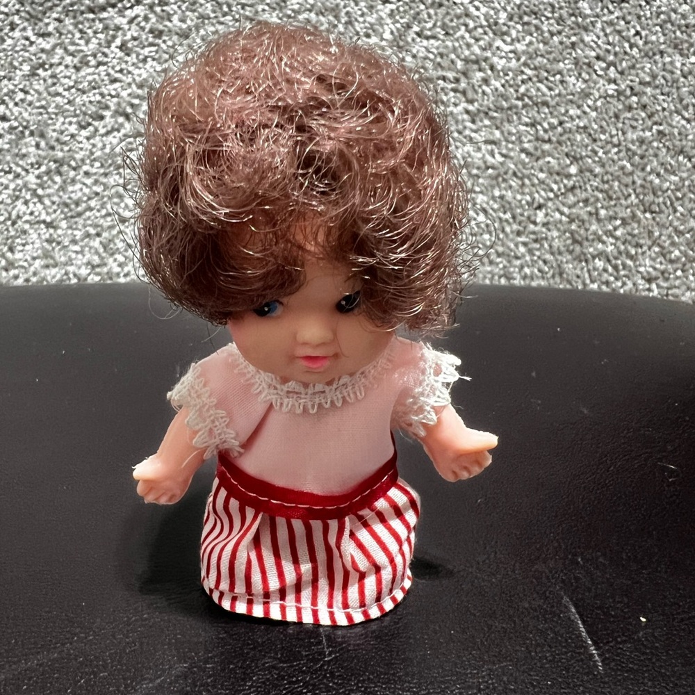 1980s Vintage Small Plastic Baby Doll Brown Hair